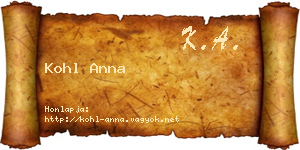 Kohl Anna névjegykártya