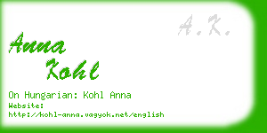 anna kohl business card